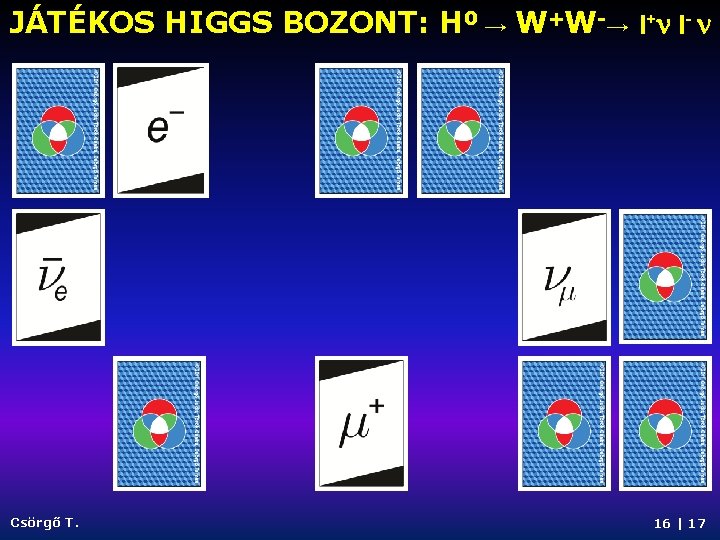 JÁTÉKOS HIGGS BOZONT: H 0 → W+W-→ l+n l- n Csörgő T. 16 |
