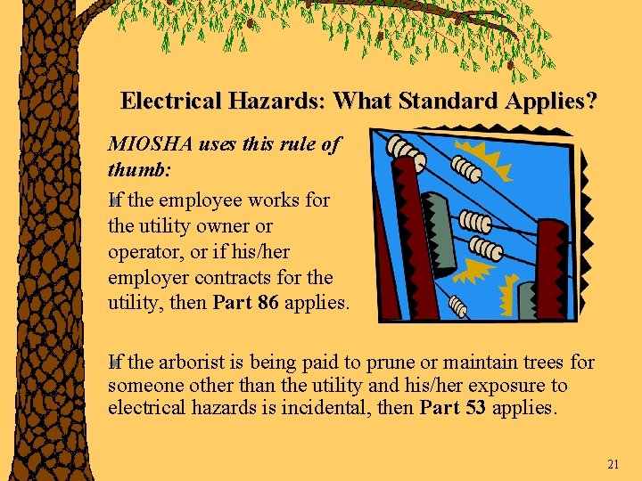 Electrical Hazards: What Standard Applies? MIOSHA uses this rule of thumb: If the employee