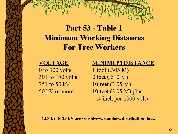 Part 53 - Table 1 Minimum Working Distances For Tree Workers VOLTAGE 0 to