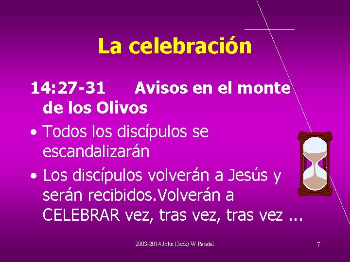 La celebración 14: 27 -31 Avisos en el monte de los Olivos • Todos