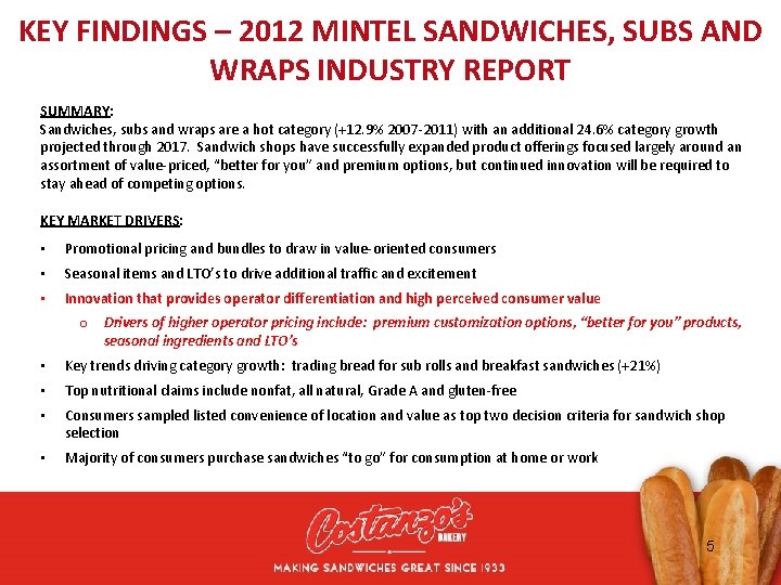 KEY FINDINGS – 2012 MINTEL SANDWICHES, SUBS AND WRAPS INDUSTRY REPORT SUMMARY: Sandwiches, subs