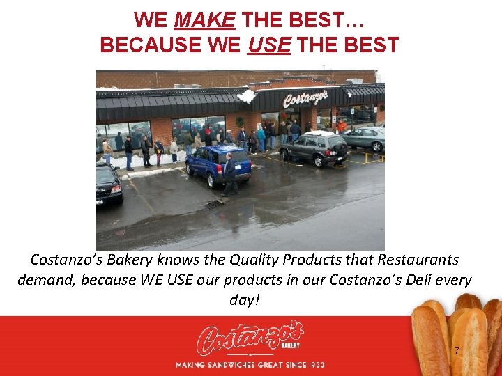 WE MAKE THE BEST… BECAUSE WE USE THE BEST Costanzo’s Bakery knows the Quality