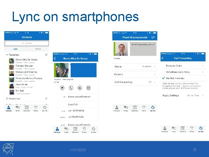 Lync on smartphones 11/1/2020 20 