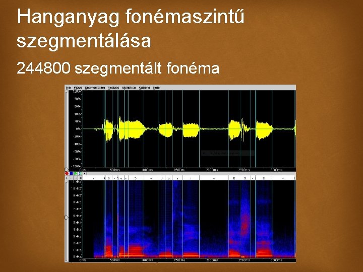 Hanganyag fonémaszintű szegmentálása 244800 szegmentált fonéma 