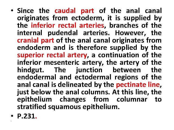  • Since the caudal part of the anal canal originates from ectoderm, it