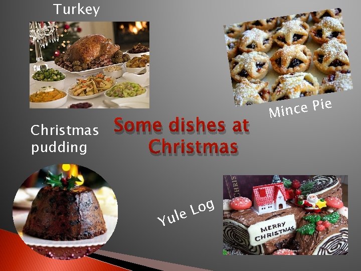 Turkey Christmas pudding Some dishes at Christmas Yu g o L le Pie e