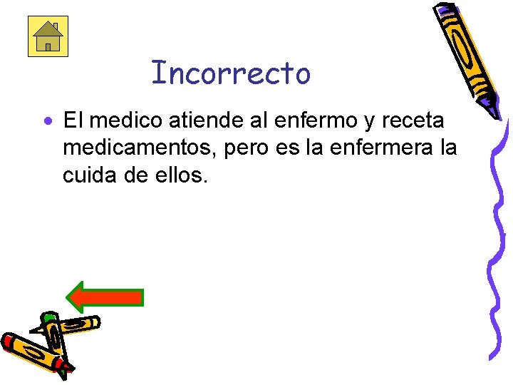 Incorrecto · El medico atiende al enfermo y receta medicamentos, pero es la enfermera