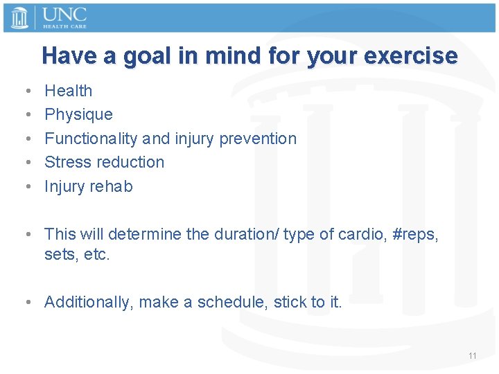 Have a goal in mind for your exercise • • • Health Physique Functionality