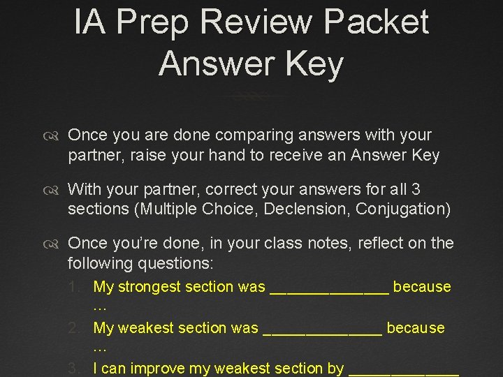 IA Prep Review Packet Answer Key Once you are done comparing answers with your