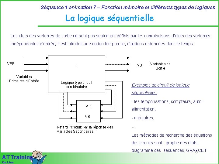 Séquence 1 animation 7 – Fonction mémoire et différents types de logiques La logique