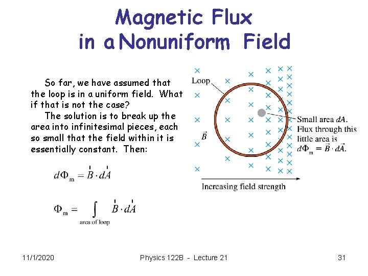 Magnetic Flux in a Nonuniform Field So far, we have assumed that the loop