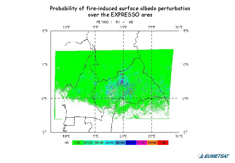 Probability of fire-induced surface albedo perturbation over the EXPRESSO area 