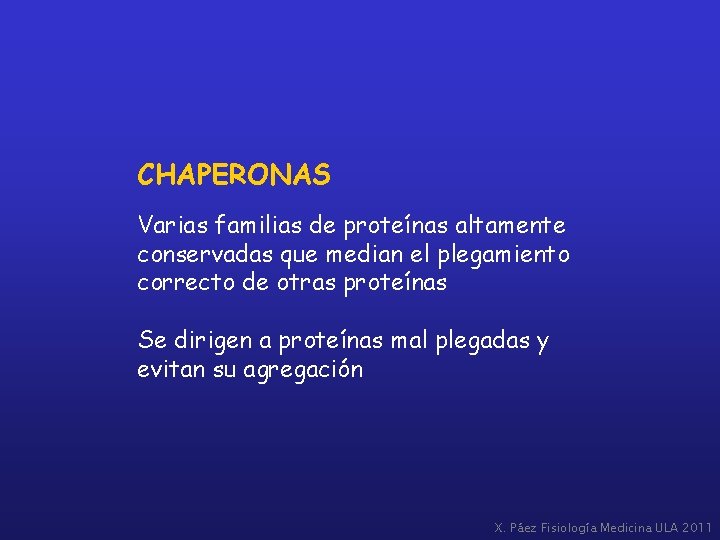 CHAPERONAS Varias familias de proteínas altamente conservadas que median el plegamiento correcto de otras