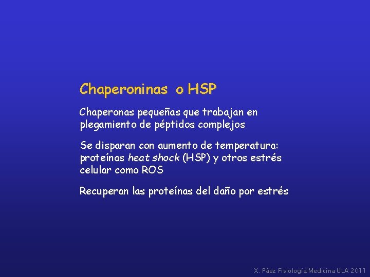 Chaperoninas o HSP Chaperonas pequeñas que trabajan en plegamiento de péptidos complejos Se disparan