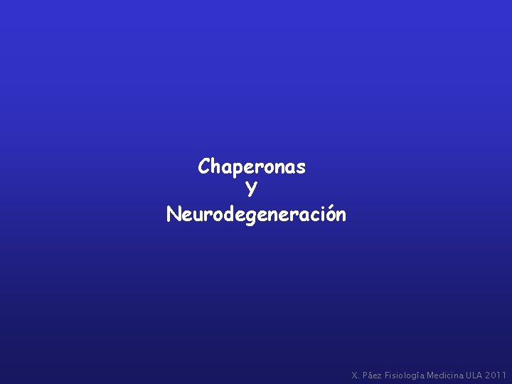 Chaperonas Y Neurodegeneración X. Páez Fisiología Medicina ULA 2011 