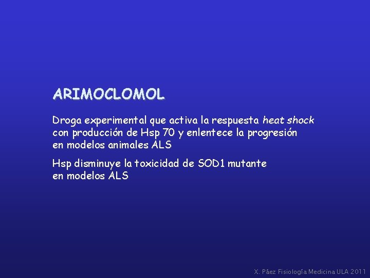 ARIMOCLOMOL Droga experimental que activa la respuesta heat shock con producción de Hsp 70