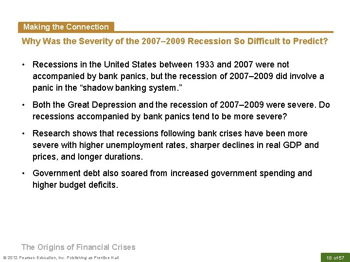 Making the Connection Why Was the Severity of the 2007– 2009 Recession So Difficult