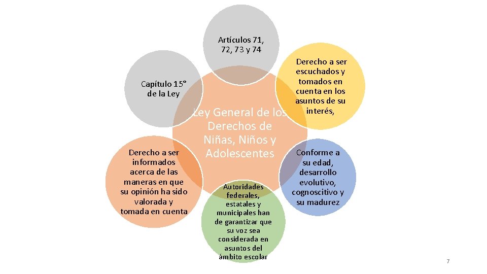 Artículos 71, 72, 73 y 74 Derecho a ser Capítulo 15° de la Ley