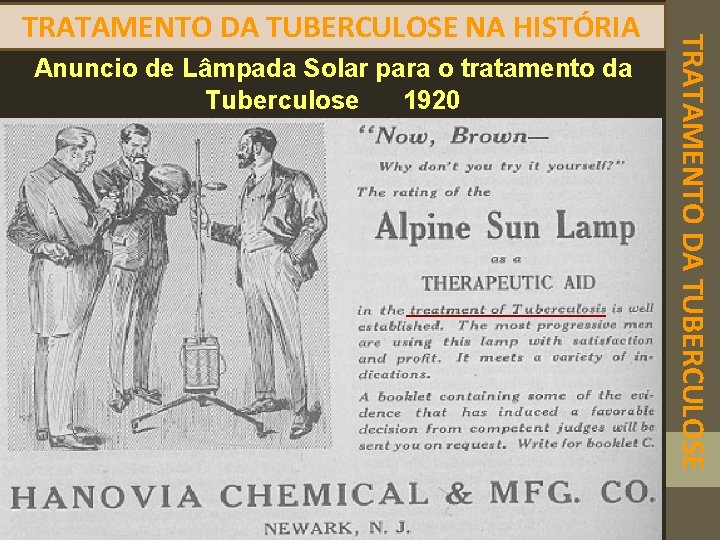 Anuncio de Lâmpada Solar para o tratamento da Tuberculose 1920 TRATAMENTO DA TUBERCULOSE NA