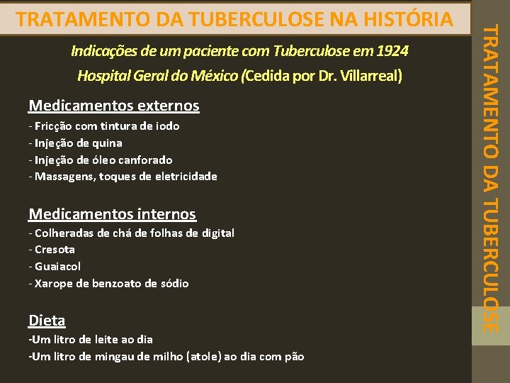 Indicações de um paciente com Tuberculose em 1924 Hospital Geral do México (Cedida por