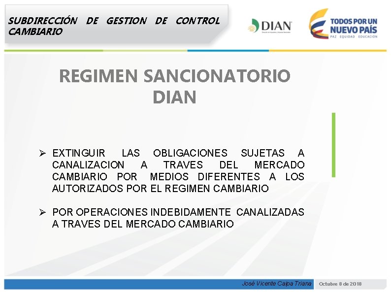 SUBDIRECCIÓN DE GESTION DE CONTROL CAMBIARIO REGIMEN SANCIONATORIO DIAN Ø EXTINGUIR LAS OBLIGACIONES SUJETAS