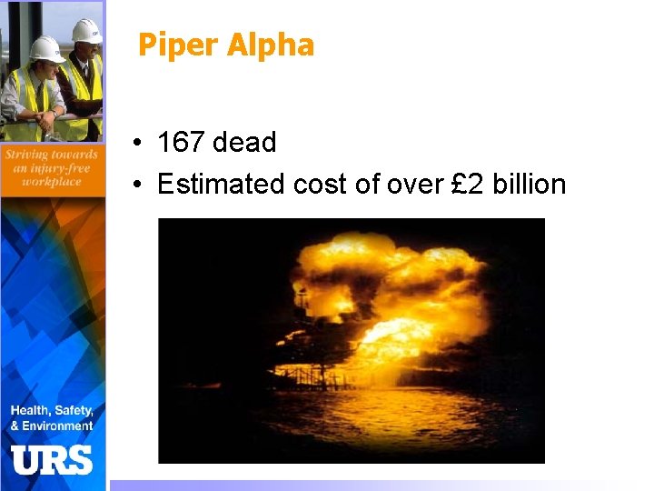 Piper Alpha • 167 dead • Estimated cost of over £ 2 billion 