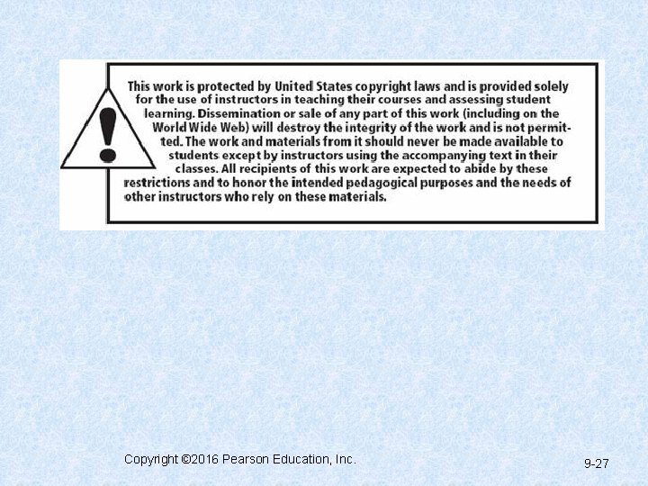 Copyright © 2016 Pearson Education, Inc. 9 -27 
