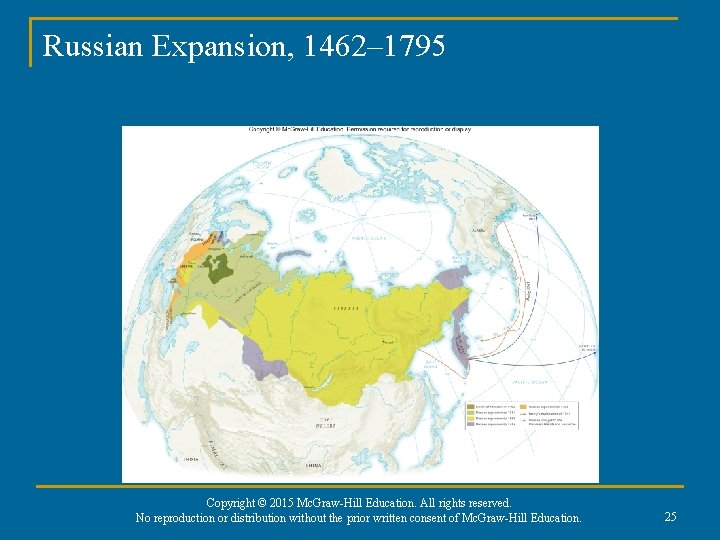 Russian Expansion, 1462– 1795 Copyright © 2015 Mc. Graw-Hill Education. All rights reserved. No