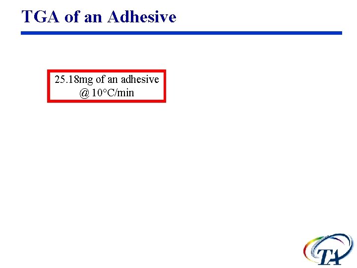 TGA of an Adhesive 25. 18 mg of an adhesive @ 10°C/min 