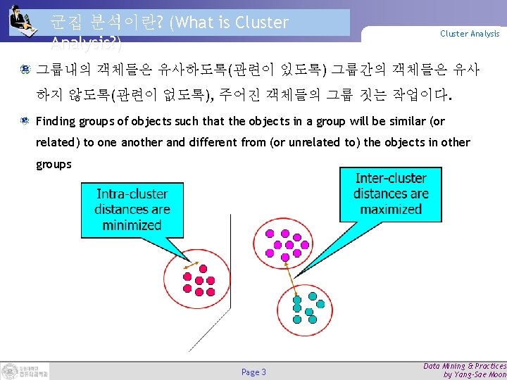 군집 분석이란? (What is Cluster Analysis? ) Cluster Analysis 그룹내의 객체들은 유사하도록(관련이 있도록) 그룹간의