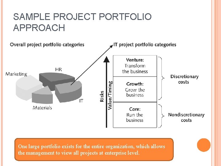 SAMPLE PROJECT PORTFOLIO APPROACH One large portfolio exists for the entire organization, which allows