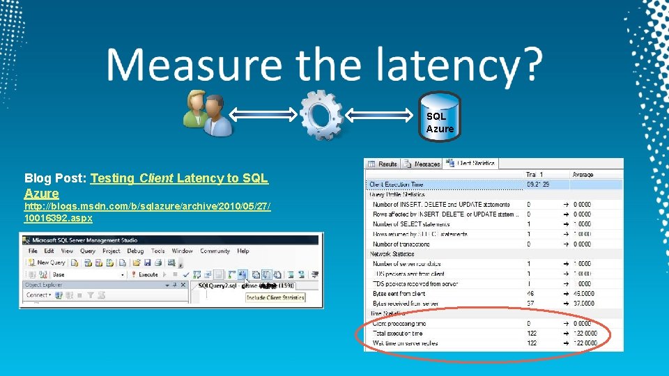 SQL Azure Blog Post: Testing Client Latency to SQL Azure http: //blogs. msdn. com/b/sqlazure/archive/2010/05/27/