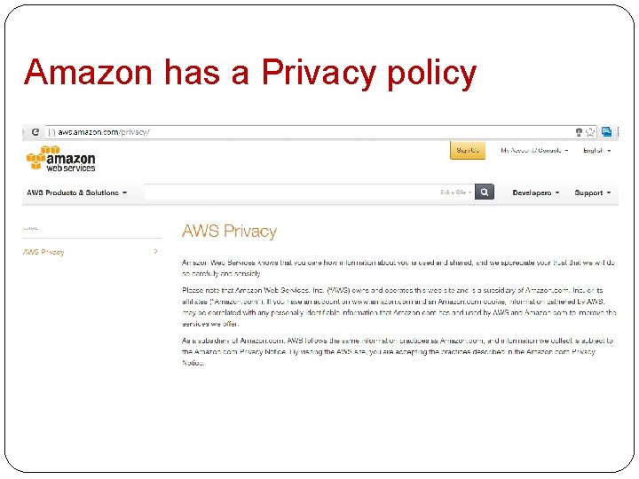 Amazon has a Privacy policy 