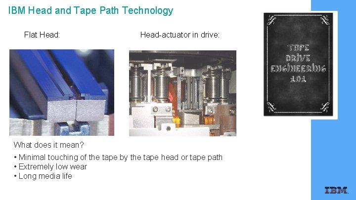 IBM Head and Tape Path Technology Flat Head: Head-actuator in drive: What does it
