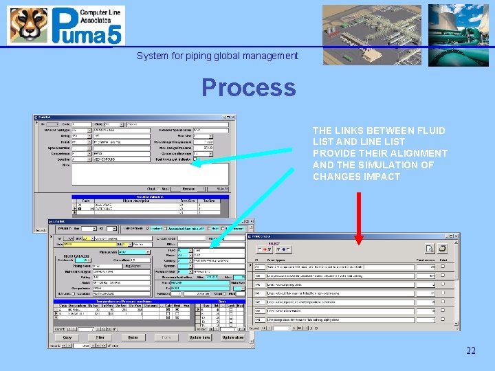 System for piping global management Process THE LINKS BETWEEN FLUID LIST AND LINE LIST