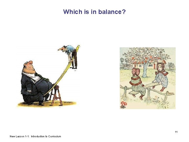 Which is in balance? 11 New Lesson 1 -1: Introduction to Curriculum 