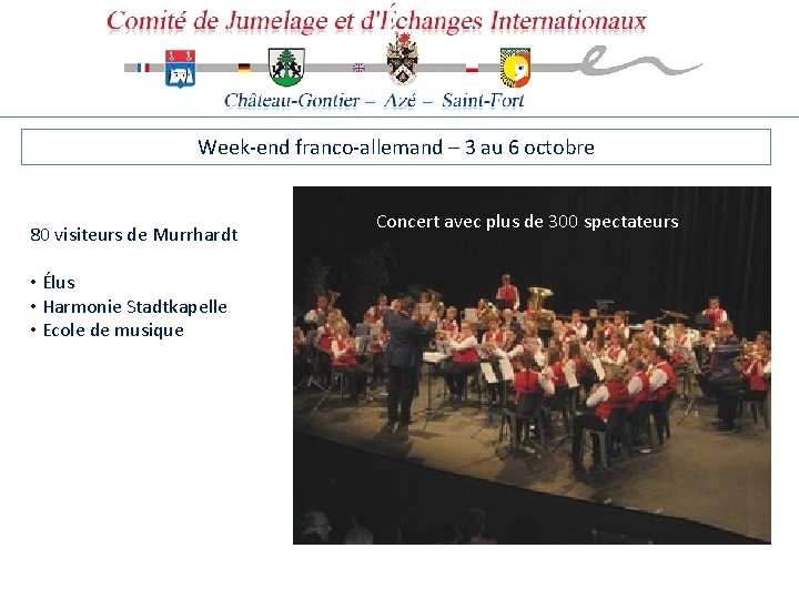 Week-end franco-allemand – 3 au 6 octobre 80 visiteurs de Murrhardt • Élus •