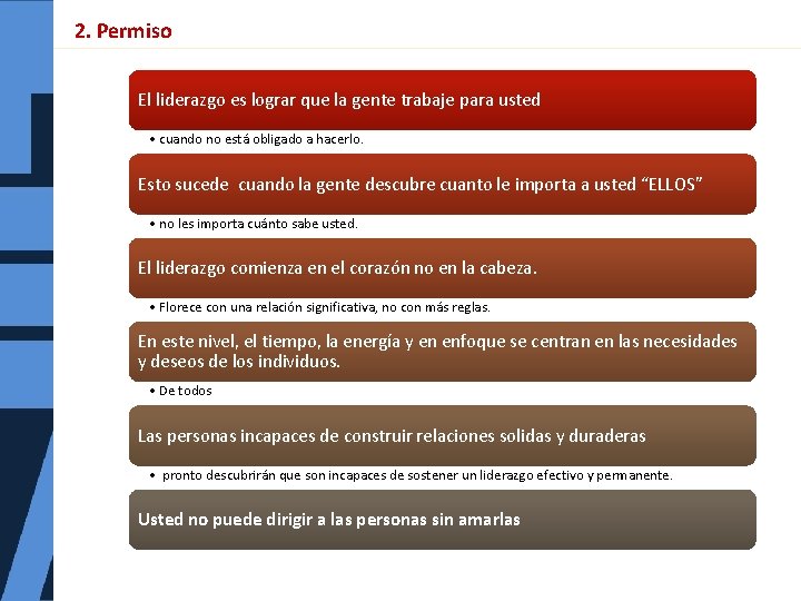 2. Permiso El liderazgo es lograr que la gente trabaje para usted • cuando