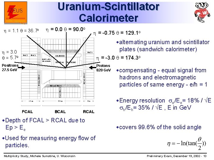 Uranium-Scintillator Calorimeter = 1. 1 = 36. 7 o = 0. 0 = 90.