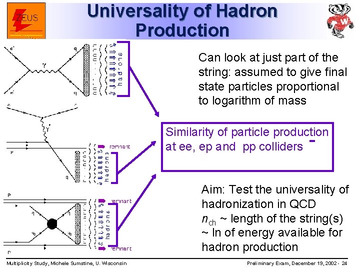Universality of Hadron Production Can look at just part of the string: assumed to