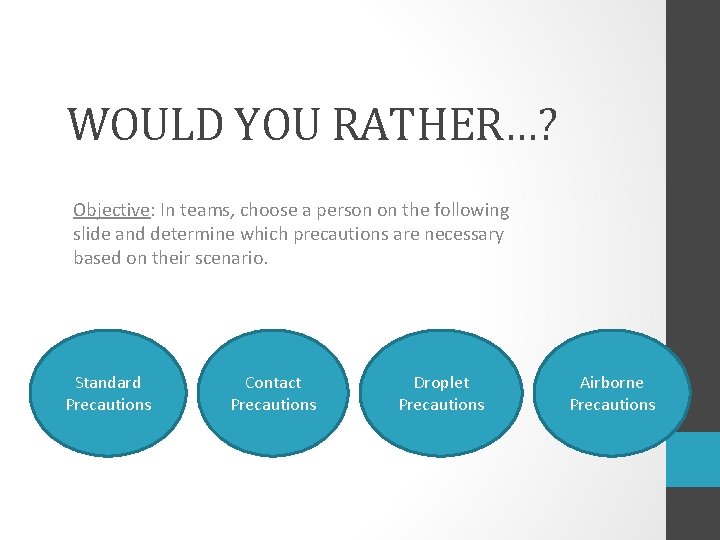 WOULD YOU RATHER…? Objective: In teams, choose a person on the following slide and