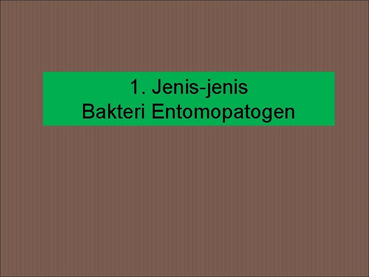 1. Jenis-jenis Bakteri Entomopatogen 