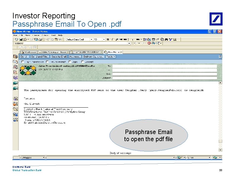 Investor Reporting Passphrase Email To Open. pdf Passphrase Email to open the pdf file