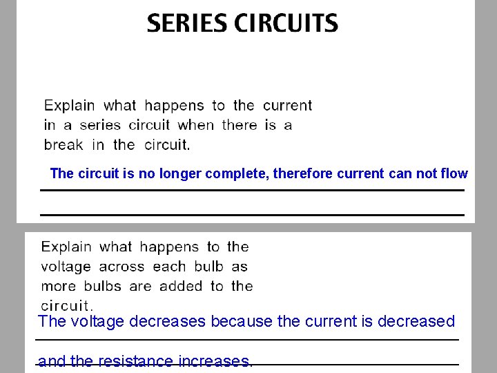 The circuit is no longer complete, therefore current can not flow The voltage decreases