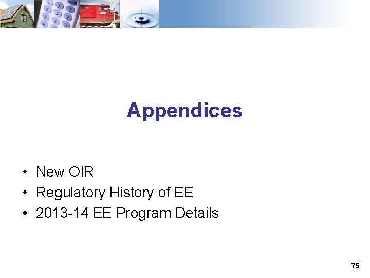 Appendices • New OIR • Regulatory History of EE • 2013 -14 EE Program