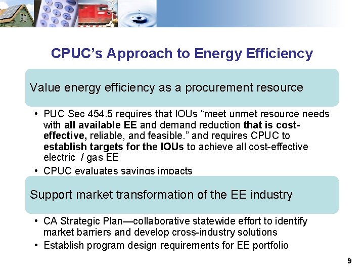 CPUC’s Approach to Energy Efficiency Value energy efficiency as a procurement resource • PUC