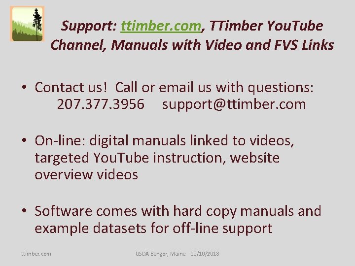 Support: ttimber. com, TTimber You. Tube Channel, Manuals with Video and FVS Links •