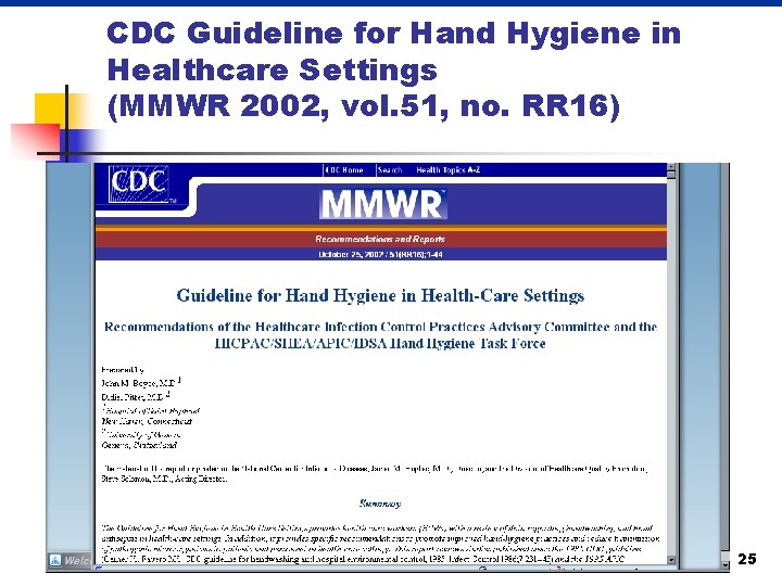 CDC Guideline for Hand Hygiene in Healthcare Settings (MMWR 2002, vol. 51, no. RR