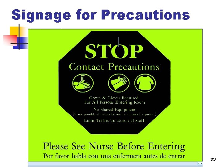 Signage for Precautions 39 