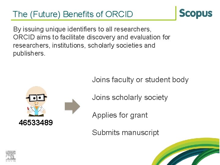 The (Future) Benefits of ORCID By issuing unique identifiers to all researchers, ORCID aims